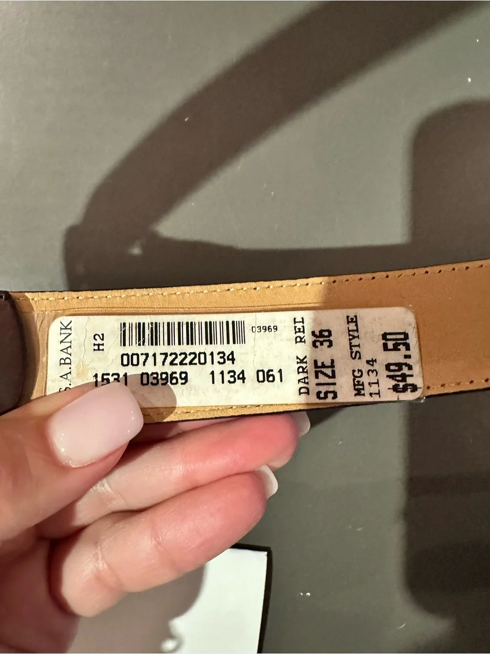 Jos. A. Bank Dark Brown Leather Belt with Brass Buckle